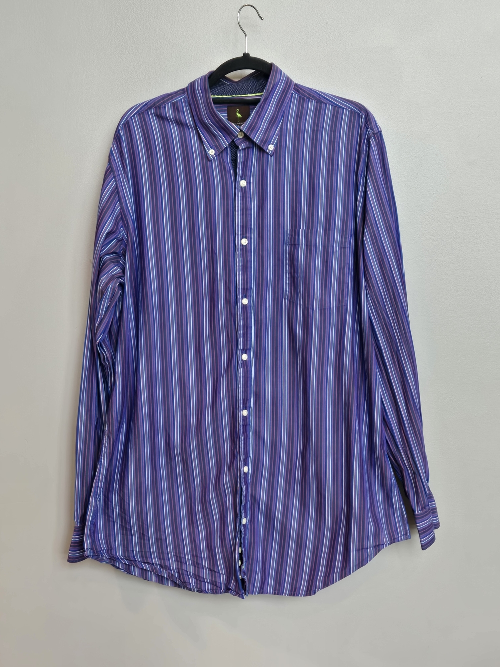 Tailor Shirt Mens size L Long-Sleeve Blue Striped Cotton button down